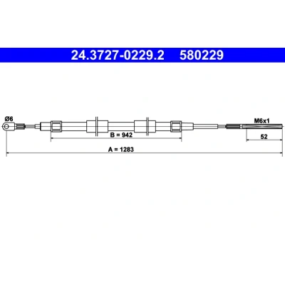 Abbildung von ATE 24.3727 0229.2 Handbremsseil 1283 BMW: Z3 Coupe, Roadster
