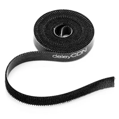 Abbildung von deleyCON 2m Klett Kabelbinder Klettband Klettbandrolle 10mm Breit Kabelmanagement Kabelorganizer Klettkabelbinder Klettverschluss zuschneidbar Schwarz