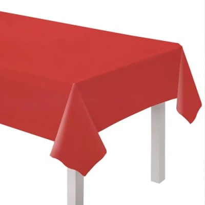 Abbildung von amscan 9915404 203 Fiesta Rot, umweltfreundlich, recycelbares Papier, Party Tischdecke, 2,74 m