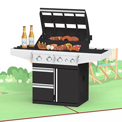 Abbildung von papercrush® Pop Up Karte Grill Lustige 3D Geburtstagskarte mit Mini Gasgrill für Mann, Onkel &amp; Freund, Geldgeschenk Grillen, Einladung Grillparty oder Grillabend, Vatertagskarte Papa