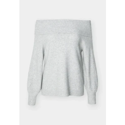 Abbildung von ONLY Onljeanett LIFE OFF Shoulder Strickpullover, Damen, Größe: Small, Light grey melange