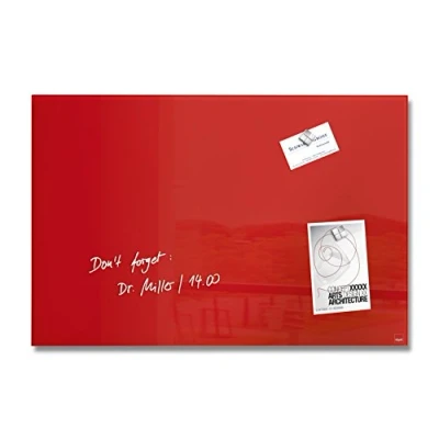 Abbildung von SIGEL GL122 Premium Glas Magnettafel 60 x 40 cm rot hochglänzend, TÜV geprüft, einfache Montage, Artverum