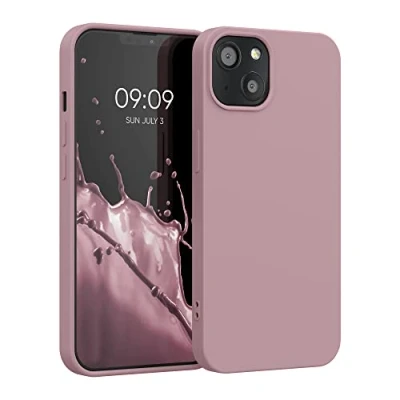 Abbildung von kwmobile Hülle kompatibel mit Apple iPhone 13 gummierte TPU Silikon Handyhülle Schutzhülle für kabelloses Laden Case in Winter Rose