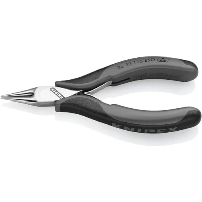 Abbildung von Knipex 35 32 115 ESD, Spitzzange, Stahl, Kunststoff, Schwarz, Grau, mm, 70 g