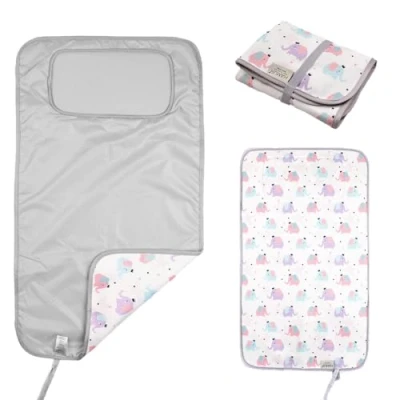 Abbildung von Hamur Home Tragbare Wickelunterlage Wasserdichte 40 x 70 cm Wiederverwendbare Baby Wickelauflage Maschinenwaschbar für Unterwegs Wickel Clutch (Elephant)
