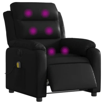 Abbildung von vidaXL Massagesessel, Sessel Elektrisch, Relaxsessel mit Liegefunktion Vibrationsfunktion, Fernsehsessel Liegesessel für Wohnzimmer, Schwarz Kunstleder