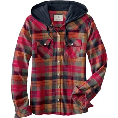 Abbildung von Legendary Whitetails Damen Lumber Jane Hooded Flannel Shirt Hemd mit Button Down Kragen, Frozen River Plaid, XX Large