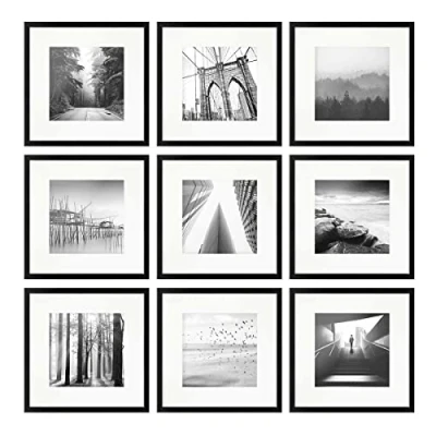 Abbildung von PHOTOLINI Bilderrahmen 9er Set 30x30 cm Modern Schmal mit Passepartout