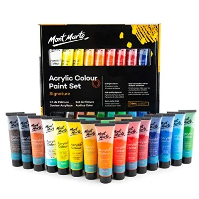 Abbildung von Mont Marte Acrylfarbe Künstler Set, wählbar aus 18 x, 24 36 x oder 48 in je ml Tuben, Verschiedene Sets zur Auswahl