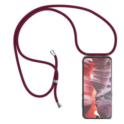 Abbildung von EAZY CASE Handykette kompatibel mit Xiaomi Mi 9 Handyhülle Umhängeband, Handykordel Schutzhülle, Silikonhülle, Hülle Band, Stylische Kette für Smartphone, Burgunder Rot