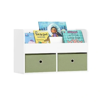 Abbildung von SoBuy KMB81 W Kindergarderobe Kinderregal Bücherregal für Kinder Wandregal Hängeregal Wandgarderobe Garderobenleiste weiß BHT ca. 60x36x20cm