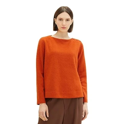 Abbildung von TOM Tailor MIT Uboot Ausschnitt Strickpullover, Damen, Größe: 42, Gold flame orange melange