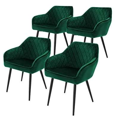 Abbildung von ML Design Stuhl Esszimmerstühle mit Rücken &amp; Armlehne moderne Küchenstühle (4 St), Polsterstuhl Esstischstühle 4er Set Küchenstuhl Samt Dunkelgrün
