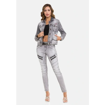 Abbildung von Cipo &amp; Baxx Jeansjacke, Damen, Größe: Small, Grey