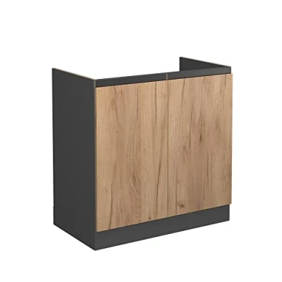 Abbildung von Vicco Unterschrank R Line, Goldkraft Eiche/Anthrazit, 80 cm J Shape, ohne Arbeitsplatte