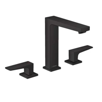 Abbildung von hansgrohe Waschtischarmatur &quot;Metropol&quot;, 3 Loch 160 mit Hebelgriffen und Push Open Ablaufgarnitur