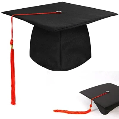 Abbildung von BOOSHMall Bachelor hut, Abschluss Hut Doktorhut Graduation Hat Absolventenkappe Absolventenhut für Abschlussfeiern vom Studium, Abitur, Hochschule, Universität Rot