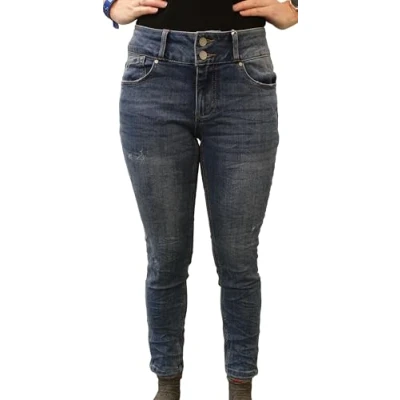 Abbildung von Buena Vista 5 Pocket Jeans mit Destroyed Effekten   Tummyless V 7/8 stretch denim