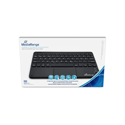 Abbildung von MediaRange kompakte Funk Tastatur mit 64 Tasten und Touchpad, QWERTY (GR) Tastaturbelegung, schwarz, MROS130 GR, Standard Size