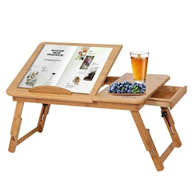 Abbildung von Laptoptisch aus Bambus, Höhenverstellbar Betttisch Notebooktisch für Lesen oder Frühstücks, Zeichentisch und Esstisch Bett 30 * 50 20 cm Style 1