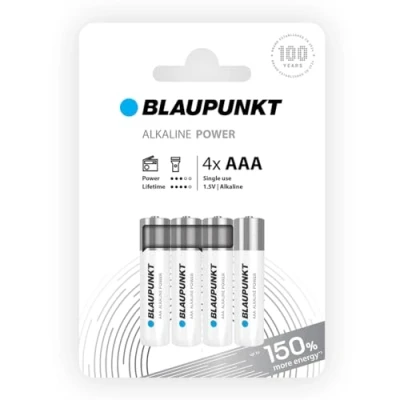 Abbildung von BLAUPUNKT AAA Alkalibatterien Packung mit 4, am besten für Wanduhren und TV Fernbedienungen, LR03BPO/4CP