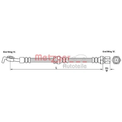 Abbildung von METZGER 4110192 Bremsschläuche 366 CHEVROLET: Nubira Kombi, Lacetti Schrägheck