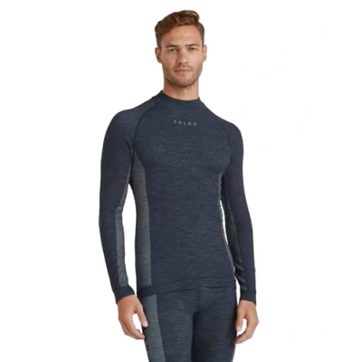 Abbildung von FALKE Herren Baselayer Shirt Wool Tech. Trend Funktionsmaterial Wolle Schnelltrocknend Warm 1 Stück, Blau (Space Blue 6116), L