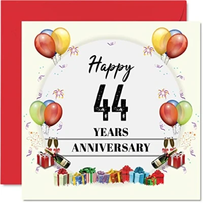 Abbildung von Stuff4 Glückwunschkarte zum 44. Hochzeitstag für Ehemann, Ehefrau Jubiläumsparty Partner, 145 mm x Grußkarten vierundvierzig Jubiläen