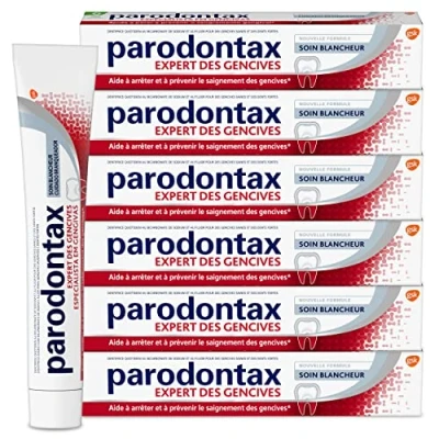 Abbildung von Parodontax Zahnpasta zur Zahnpflege, Zahnpasta, hilft Zahnfleischbluten zu stoppen und vorzubeugen, verbesserter Geschmack, 6 x 75 ml