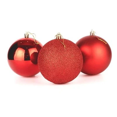 Abbildung von 10 cm/3 Stück Weihnachtskugeln, bruchsicher, rot, Weihnachtsbaumschmuck, Kugel, Ornamente, Kugeln, Weihnachtsdekoration, Urlaubsdekoration, glänzend, matt, glitzernd