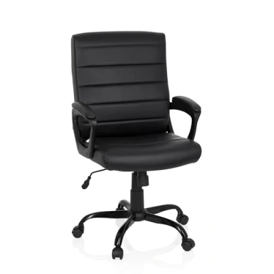 Abbildung von hjh OFFICE 738112 Drehstuhl ERGOSMOOTH Big Kunstleder Schwarz Bürostuhl Chefsessel dick gepolstert mit Wippfunktion