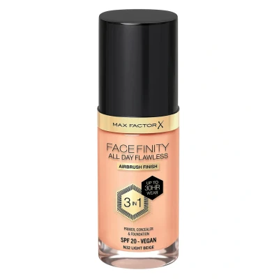 Abbildung von Max Factor Facefinity All Day Flawless 3 in 1 Vegan Foundation 30ml (Various Shades) N32 LIGHT BEIGE