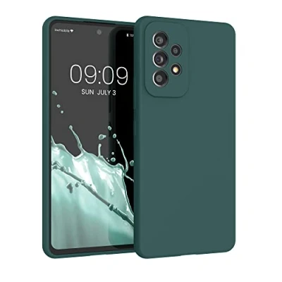 Abbildung von kwmobile Hülle kompatibel mit Samsung Galaxy A53 5G Silikon Handy Case Handyhülle weiche Oberfläche kabelloses Laden Blaugrün