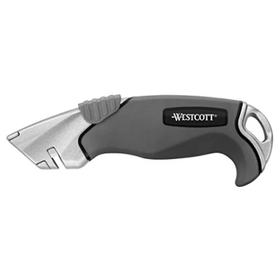 Abbildung von Westcott E 84028 00 Cutter Aluminum Alloy ergonomisch geformter Griff, Klingenbreite 18 mm, grau/schwarz