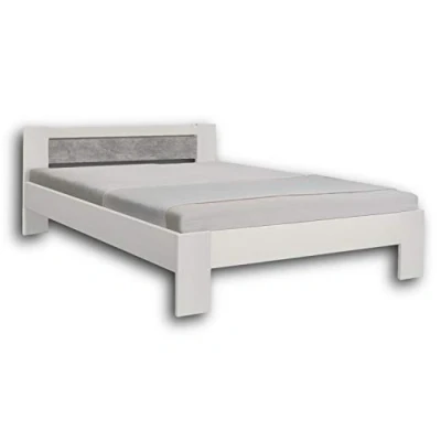 Abbildung von Stella Trading Vega Stilvolles Futonbett 140 x 200 cm Komfortables Jugendzimmer Doppelbett in Beton Optik, weiß 145 61 204 (B/H/T)