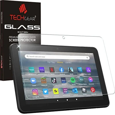 Abbildung von TECHGEAR Glas für Amazon Neue Fire 7 Tablette (2022 Veröffentlichungs / 12. Generation) Displayschutzfolie aus gehärtetem [9H Härte] [Crystal Clarity] [Kratzfest] [Keine Bubble]