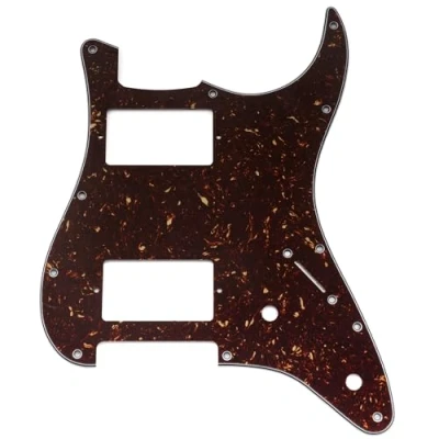 Abbildung von Musiclily Pro 11 Löcher ST Schlagbrett HH Gitarren Pickguard mit 2 Bedeckter Humbucker Potis Aussparungen für Fender Squier Strat Style E Gitarre, 4 lagig Tortoise Shell