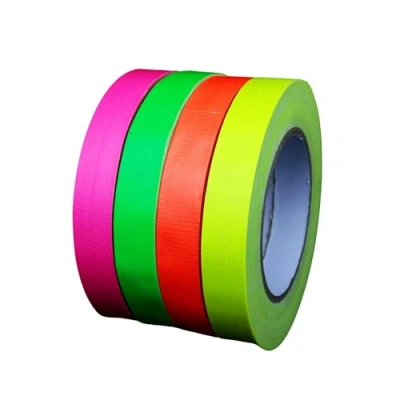 Abbildung von UV Floor Packung Fluoreszierende Aufkleber Gaffer Premium Qualität Neon Zubehör Party Dekorativer Klebestreifen 4er Set 1,9cm x 25 m