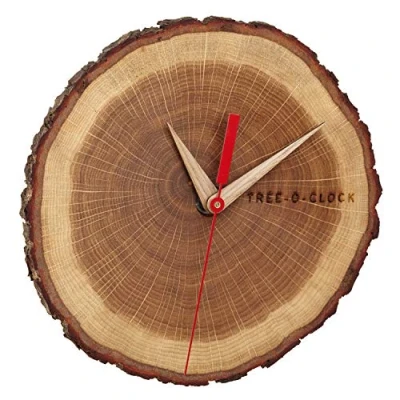 Abbildung von TFA Dostmann 60.3046 Tree O Clock Analoge Wanduhr aus echtem Eichenholz (braun mit Batterien)