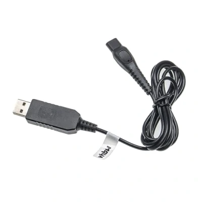 Abbildung von vhbw USB Ladekabel kompatibel mit Philips HQ7310, HQ7320, HQ7340, HQ7360, HQ7390, HQ7414, HQ7415 Rasierer Netzkabel, 100 cm, Schwarz