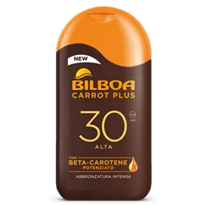 Abbildung von Bilboa Sonnenmilch für Gesicht und Körper LSF 30 mit Vitamin C Spendet Feuchtigkeit, pflegt schützt Ideal empfindliche Haut Dermatologisch getestet 200 ml Flasche