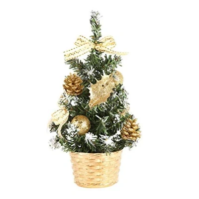Abbildung von Molinter Mini Weihnachtsbaum Künstlicher Weihnachten Baum Christbaum Tannenbaum mit ständer Weihnachtsdeko Deko Geschenk (Gold)