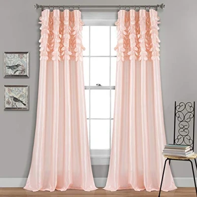 Abbildung von Lush Decor Circle Dream Fenstervorhänge Set für Wohnzimmer, Esszimmer, Schlafzimmer (Paar), 137 cm B x 213 L, Blush