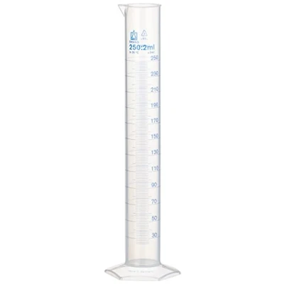 Abbildung von Brand Polypropylen Messzylinder, Hohe Form, Sechskantfuß, Transparent, 315mm Höhe, 250mL Kapazität