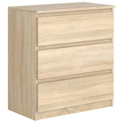 Abbildung von meble masztalerz Kommode Eiche Sonoma Matt mit 3 Schubladen 70 cm, Sideboard Wohnzimmer, Schlafzimmer H: 78,5 B: T: 39 cm Schubladen, Schubladenschrank