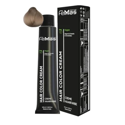Abbildung von FemMas Haarfarbe Hell Lichtblond Ultra Intensiv 10.00 I Professionelle Creme mit Arganöl, Keratin &amp; Ceramiden Als dauerhafte Haarfärbung für strahlende, haltbare Farbergebnisse 100 ml