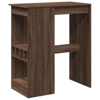 Abbildung von vidaXL Bartisch, Stehtisch mit Regal Weinhalter, Tresentisch für Küche Wohnzimmer Esszimmer, Küchentisch Loungetisch Bistrotisch, Braun Eichen Optik Holzwerkstoff