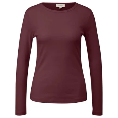 Abbildung von s.Oliver MIT Rippstruktur Langarmshirt, Damen, Größe: 40, Bordeaux
