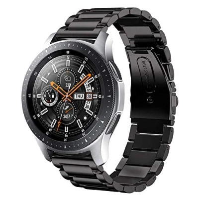Abbildung von SUNDAREE Kompatibel mit Armband Galaxy Watch 46MM/Watch 3 45MM/Gear S3/Garmin Vívoactive 4/Huawei GT3 46MM/Amazfit GTR 4,22MM Metall Schwarz Herren Ersatz Metallarmband Edelstahl Uhrenarmband