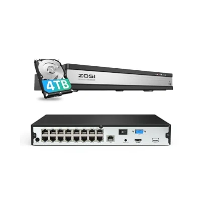 Abbildung von ZOSI 16CH 4K PoE NVR mit 4TB Festplatte, Videoüberwachung Rekorder für IP Kamera 2MP/3MP/4MP/5MP/8MP 4K, Funktioniert Nur Kameras